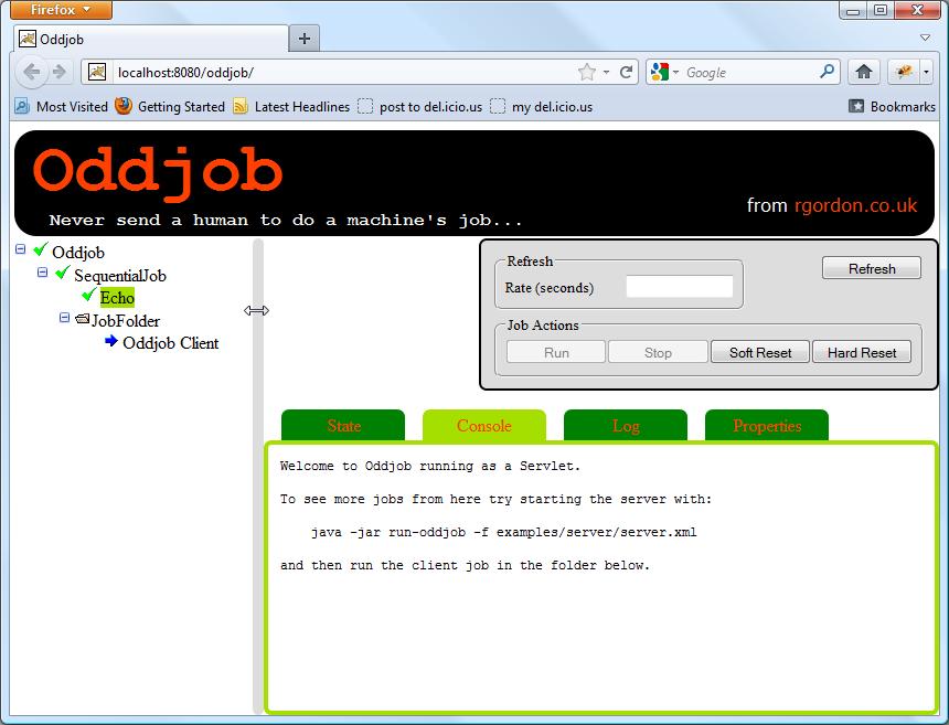 Viewing Oddjob via a Browser.