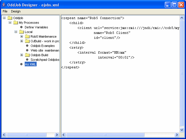 Oddjob Designer showing components configuration.
