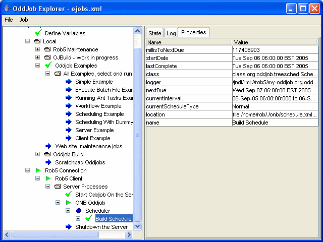 Oddjob Explorer showing properties on the server.